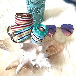 Set of two colorful fabric belts